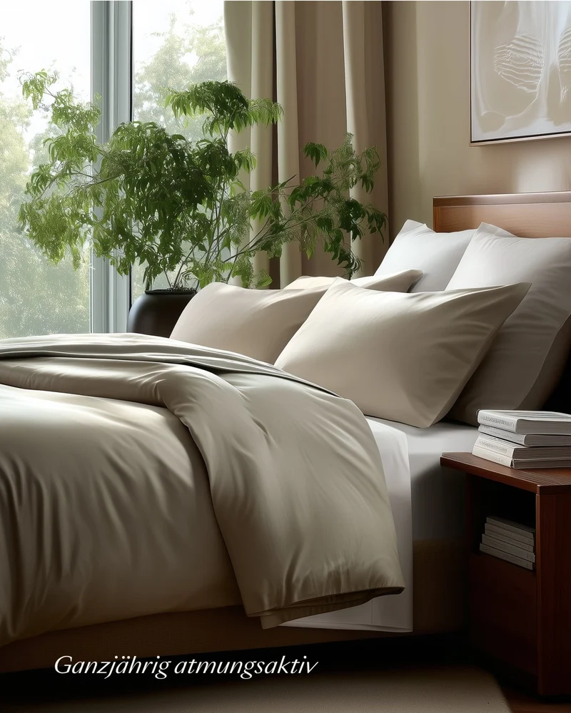 Bio-Baumwolle Satin Spannbettlaken Taupe