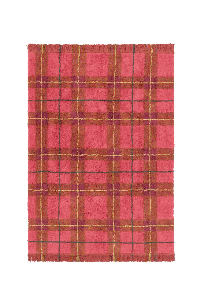 Lorena Canals waschbarer Teppich Tartan, Vintage Red