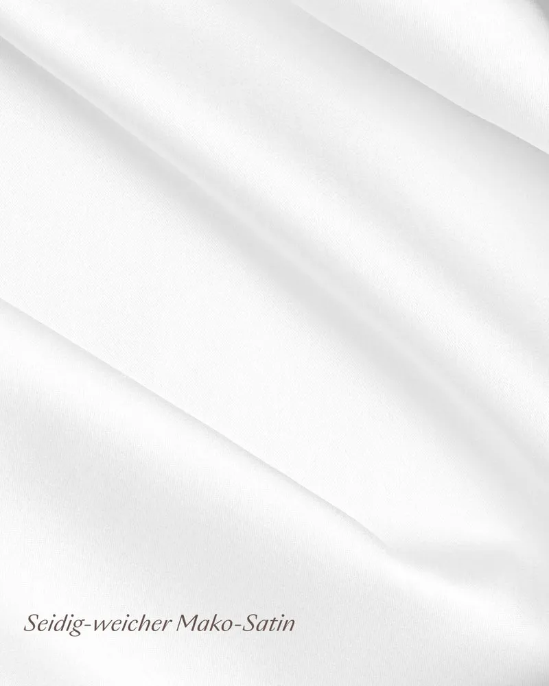 Bio-Baumwolle Satin Bettwäsche Set Weiß