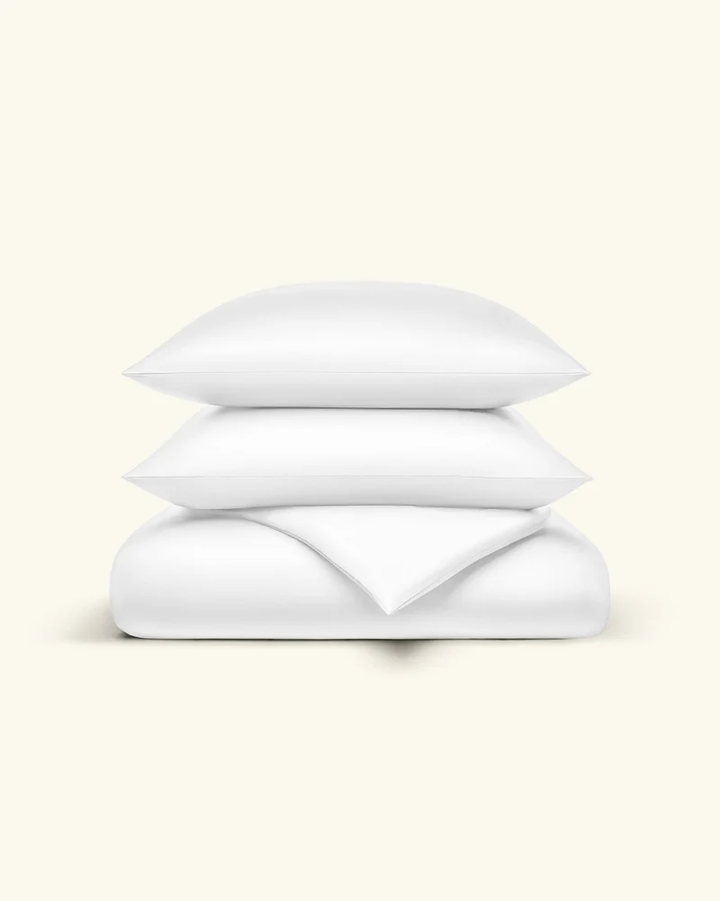 Bio-Baumwolle Satin Bettwäsche Set Weiß