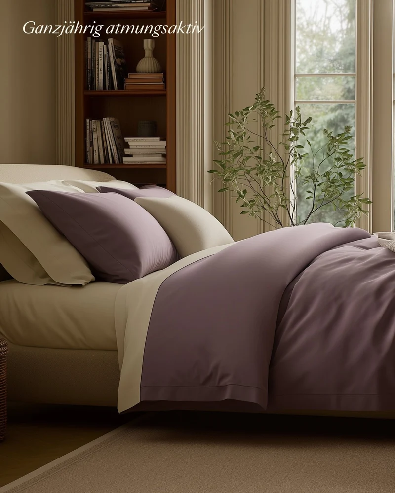 Bio-Baumwolle Satin Kissenbezüge 2er-Set Dunkellila