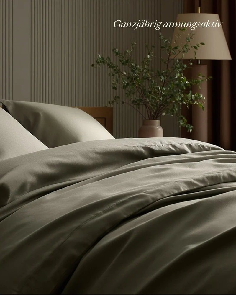 Bio-Baumwolle Satin Kissenbezüge 2er-Set Dunkelgruen