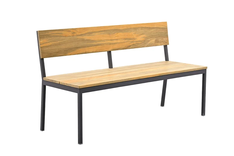 Gartenbank Paris 145cm Teak/Edelstahl pulverbeschichtet