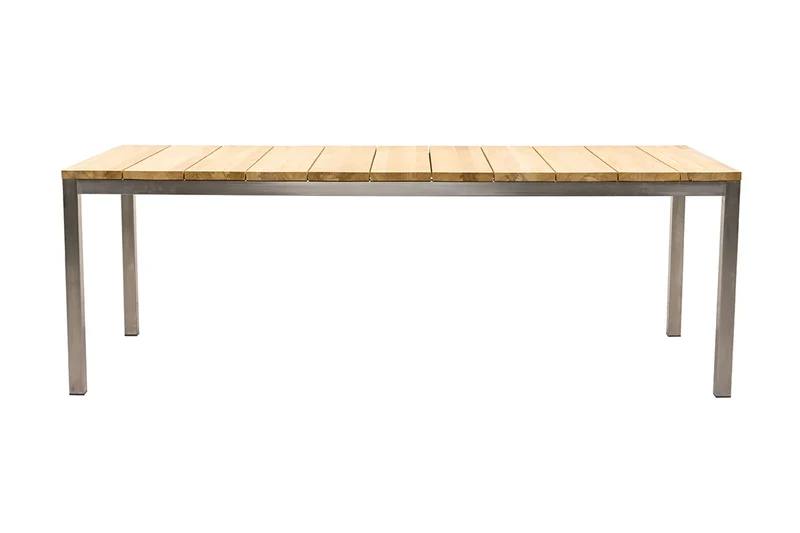 Zeo Living Gartentisch Liverpool 220 x 100cm Teak/Edelstahl