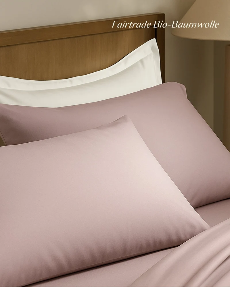 Bio-Baumwolle Satin Kissenbezüge 2er-Set Altrosa