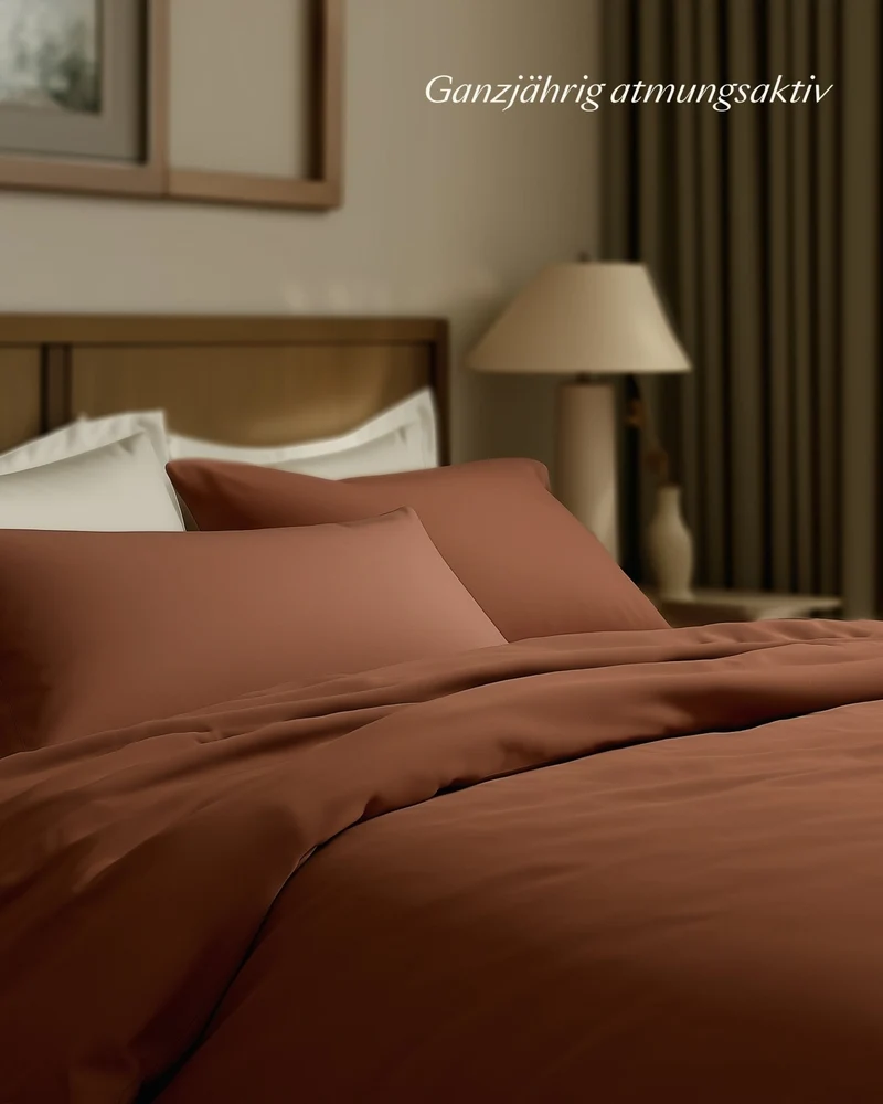 Bio-Baumwolle Satin Kissenbezüge 2er-Set Cinnamon