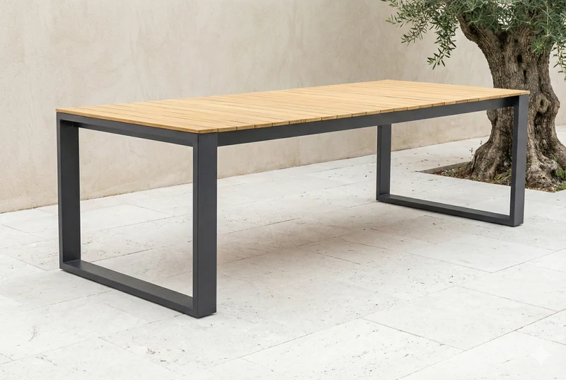 Zeo Living Gartentisch Fermo 240 x 100cm Alu/Teak