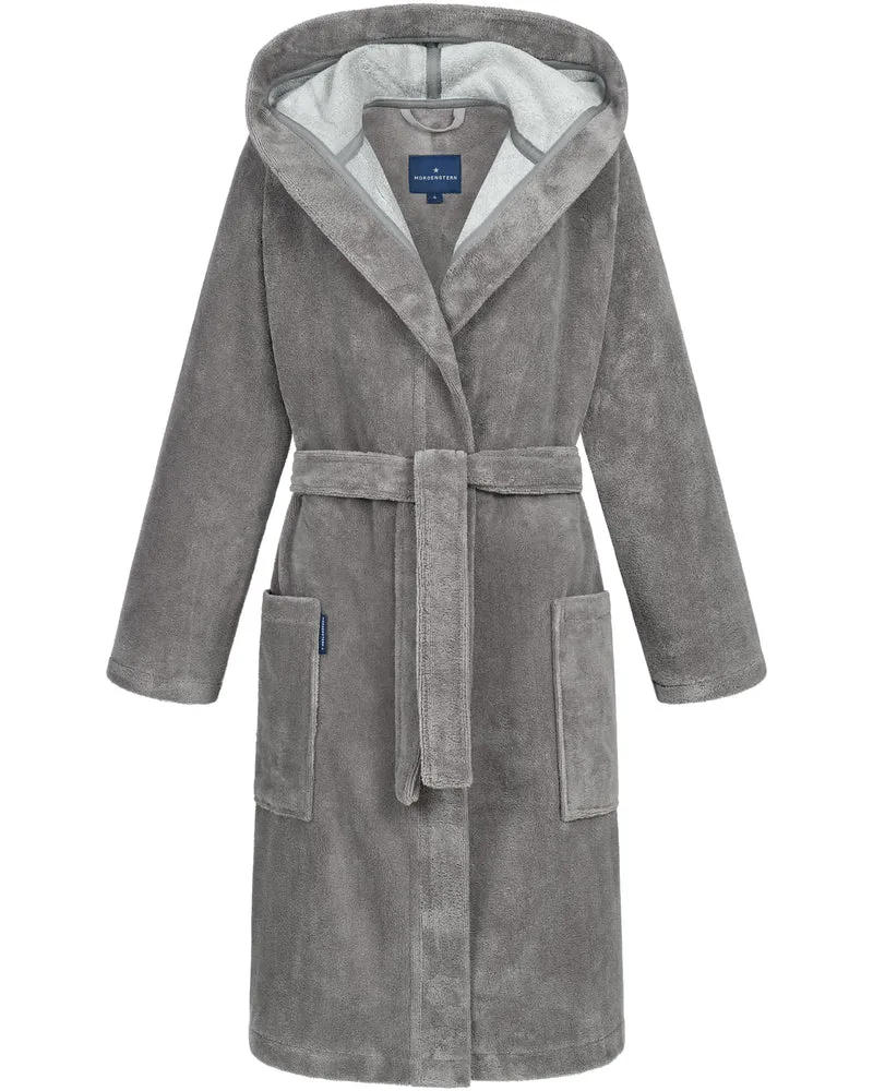 Morgenstern Bademantel Damen Kapuze, kurz, Multifaser, MILA, terra/graub., XS