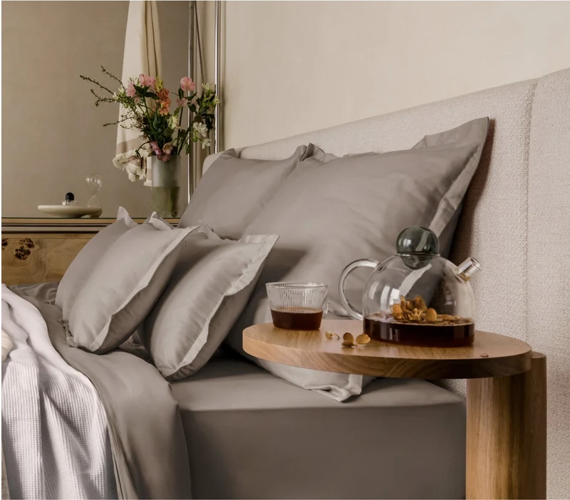 Ägyptische Baumwolle Mako Satin Kissenbezüge Taupe