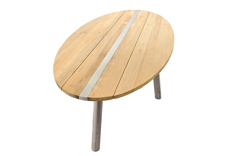 Zeo Living Gartentisch Arsenal 230 x 110cm Teak/Edelstahl