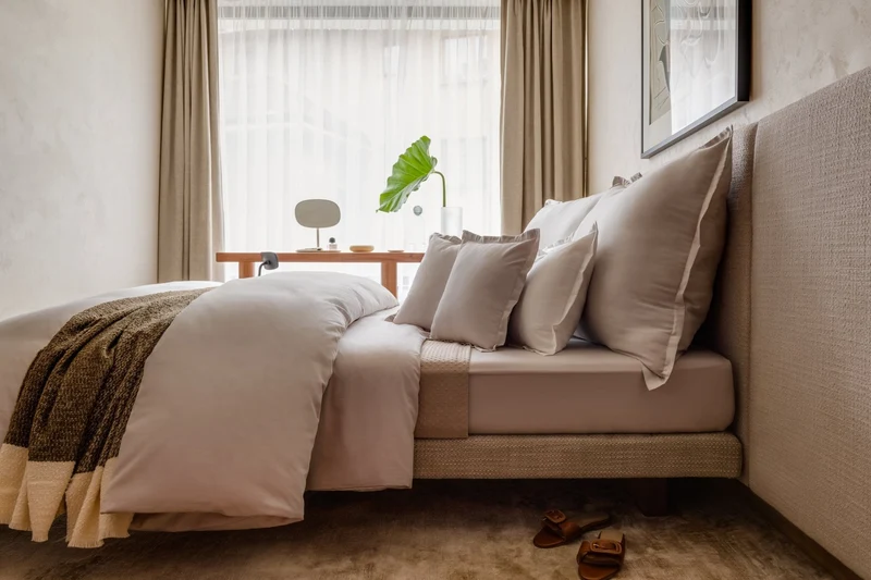 Ägyptische Baumwolle Mako Satin Kissenbezüge Beige