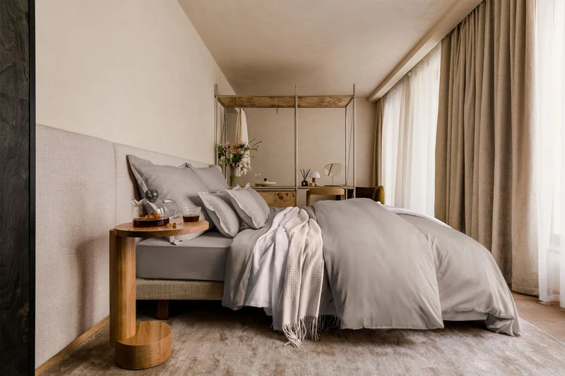 Ägyptische Baumwolle Mako Satin Spannbettlaken Taupe