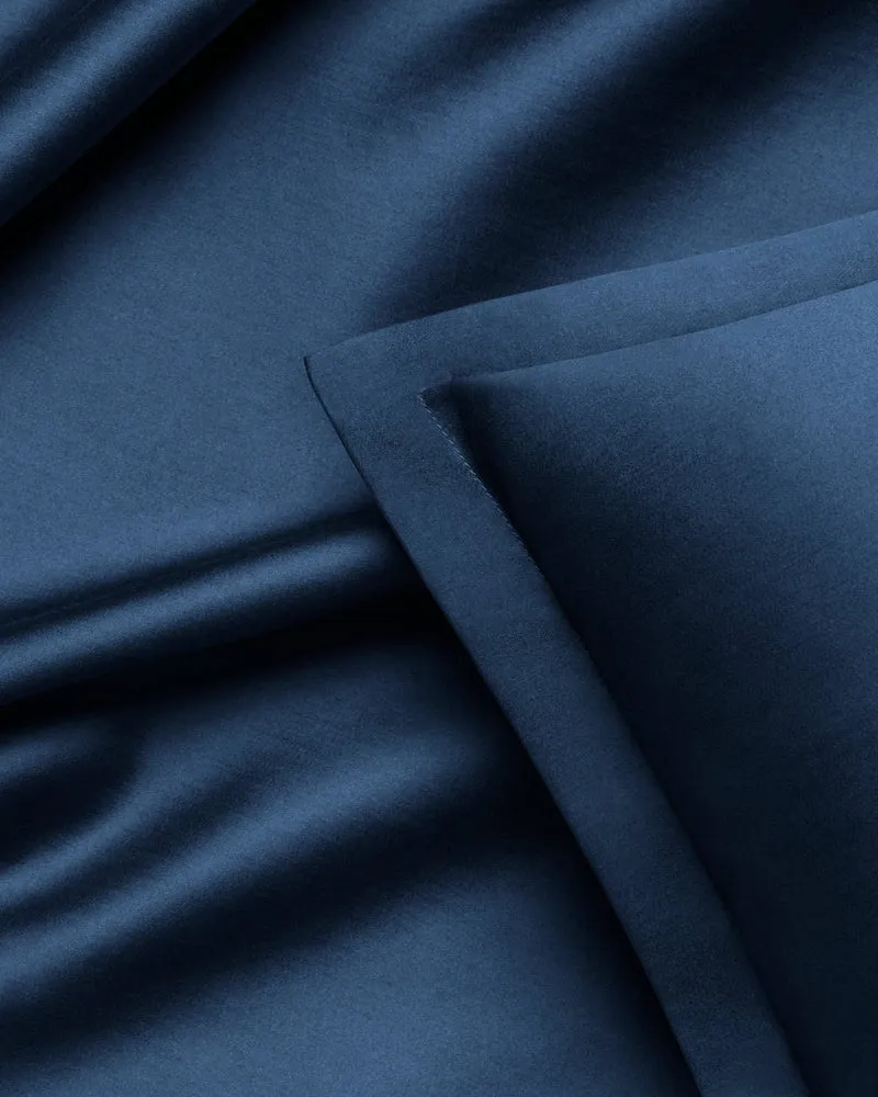 Ägyptische Baumwolle Mako Satin Spannbettlaken Dunkelblau
