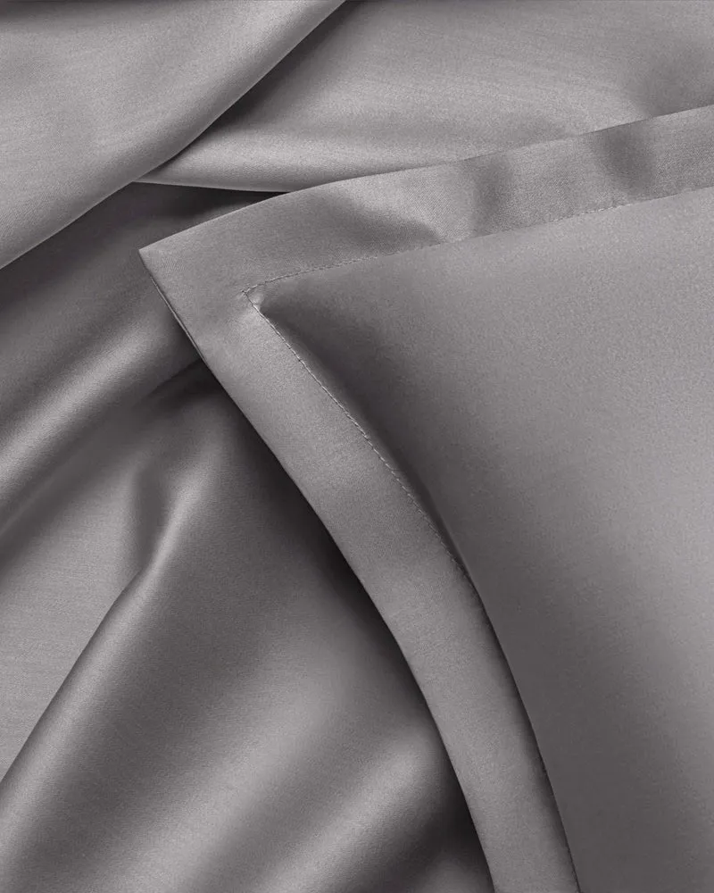 Ägyptische Baumwolle Mako Satin Bettwäsche Set Dunkelgrau