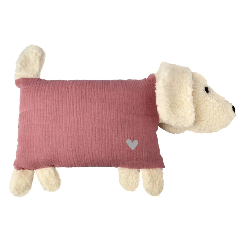 Kuschelhund - Altrosa mit Stick