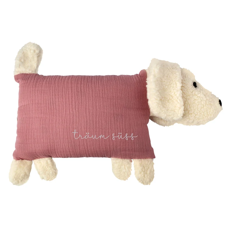 Kuschelhund - Altrosa mit Stick
