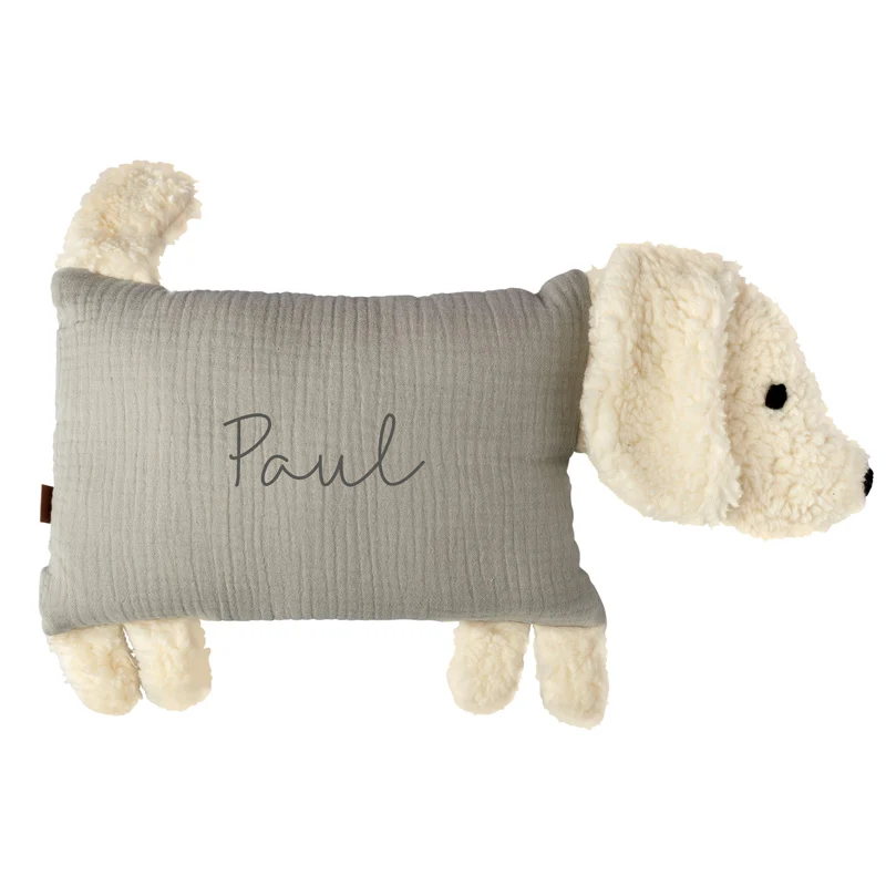 Kuschelhund - Beige mit Stick
