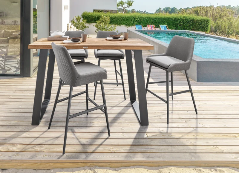 Zeo Living Barset Aluminium/Teakholz