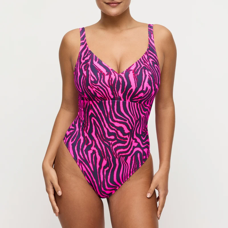MALABO hot pink zebra Tiefdek. Badeanzug ohne Bügel