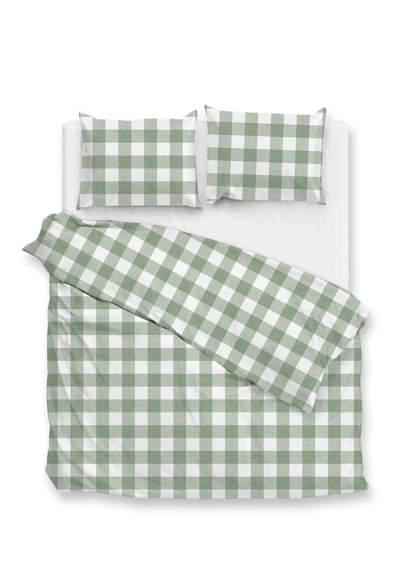 Zo!Home Baumwoll-Bettwäsche Kariert Moss Green