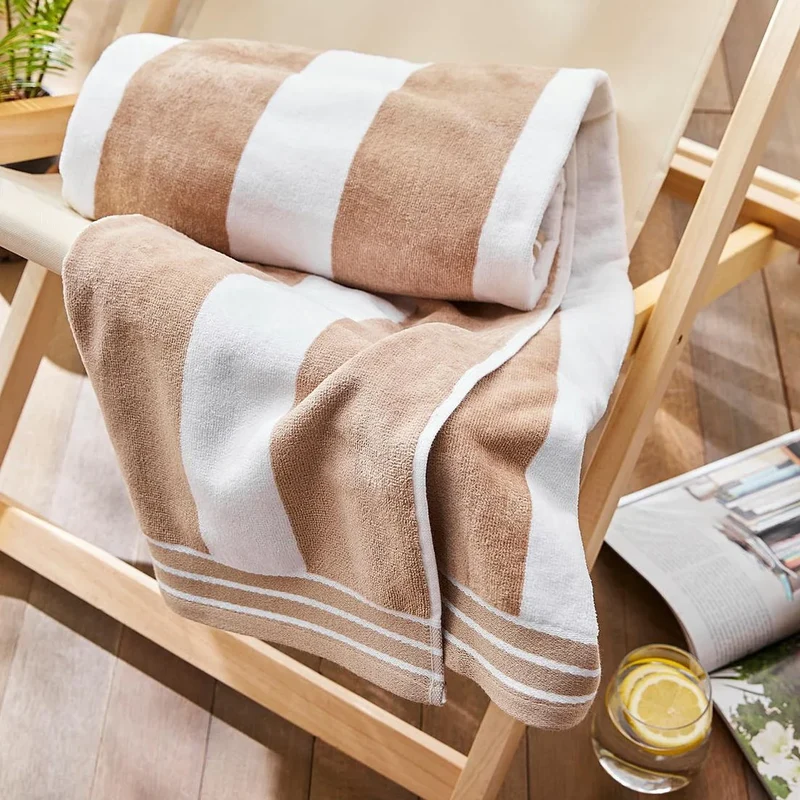 Zeo Living Strandtuch 100x180cm Cabana Beige