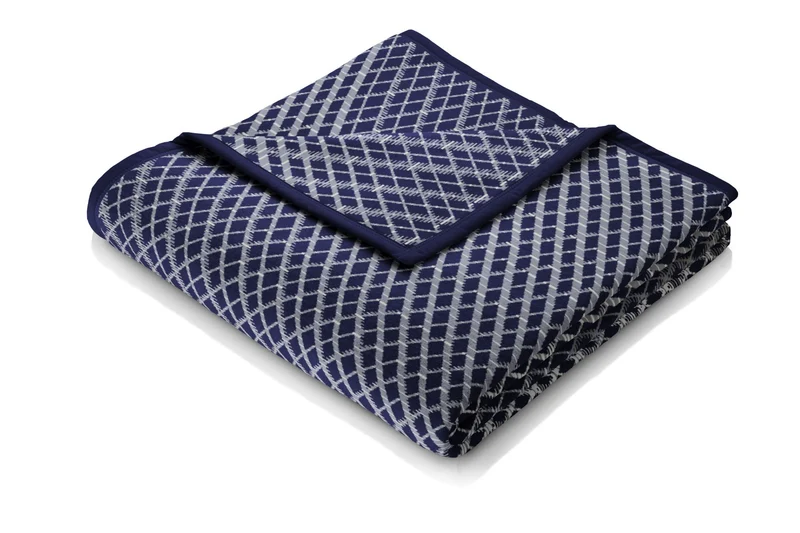 Biederlack Decke Cotton Home 150x20cm Threads blue