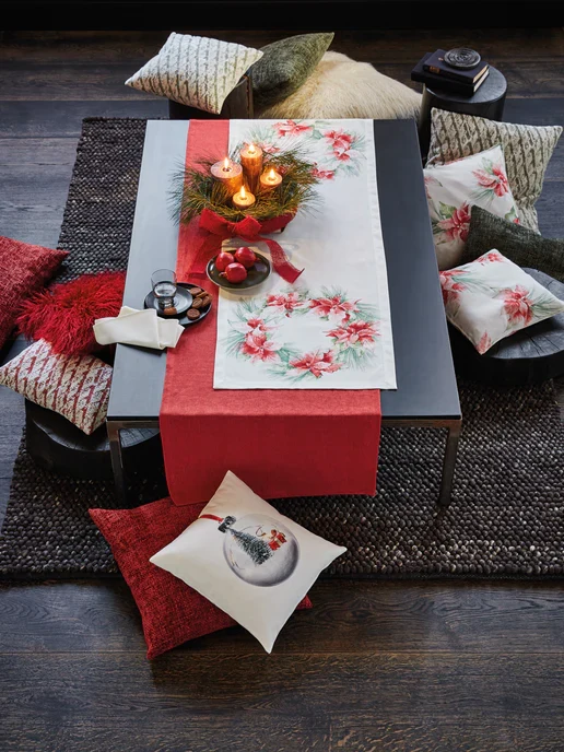 Proflax Tischläufer Weihnachtsstern 50x150cm rot