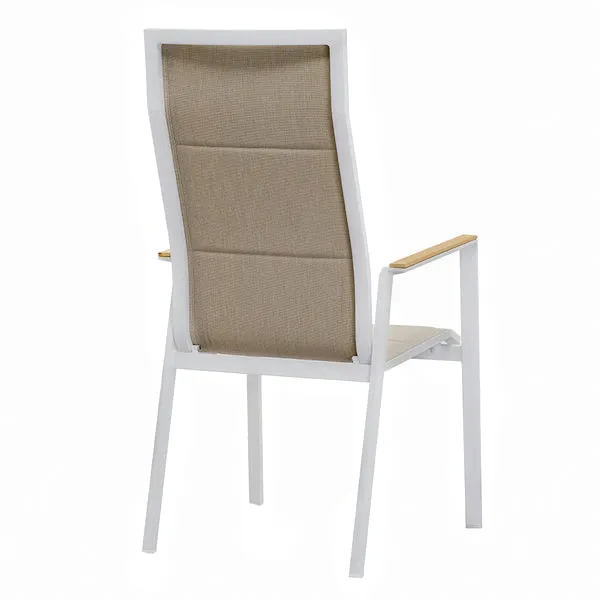 ZEO LIVING Chelsea Stapelstuhl hoch Alu weiß Olefin khaki
