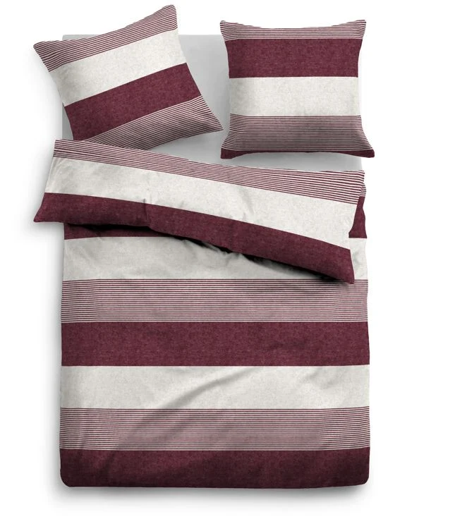 Tom Tailor Bettwäsche Flanell Streifen bordeaux