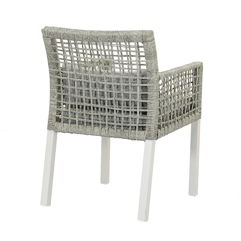 ZEO LIVING Sessel Lissabon Rope grau meliert Alu weiß inkl. Kissen