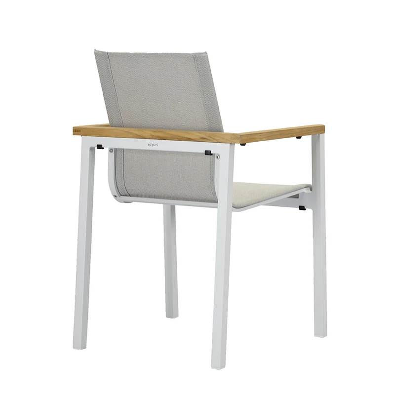 Solpuri Stapelsessel Sky Aluminium/Softex/Teak Shell