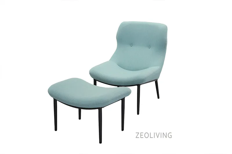 Zeo Living Sessel mit Hocker türkis