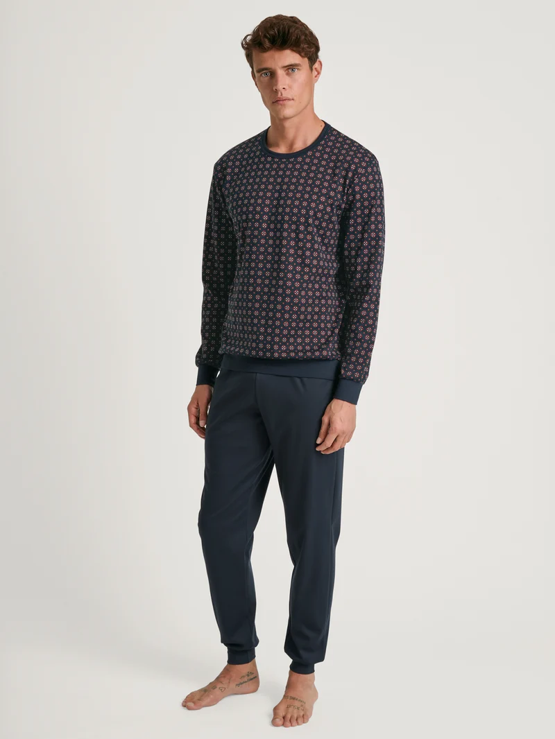 HERREN Pyjama mit Bündchen, dark sapphire