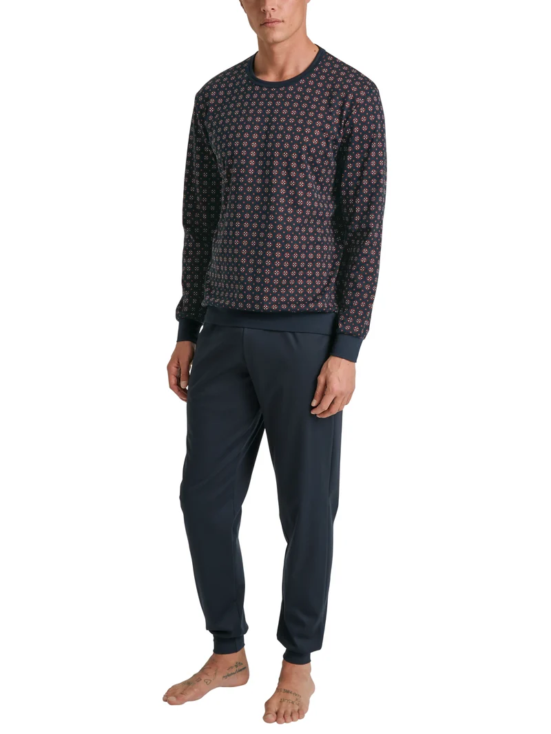 HERREN Pyjama mit Bündchen, dark sapphire
