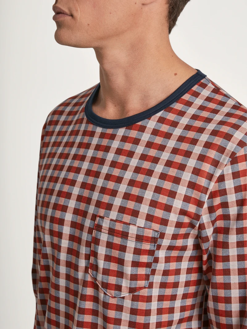 HERREN Pyjama mit Bündchen, ochre red
