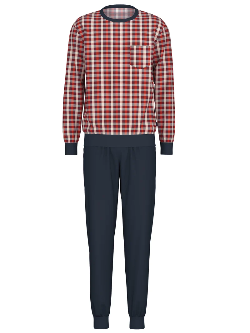 HERREN Pyjama mit Bündchen, ochre red