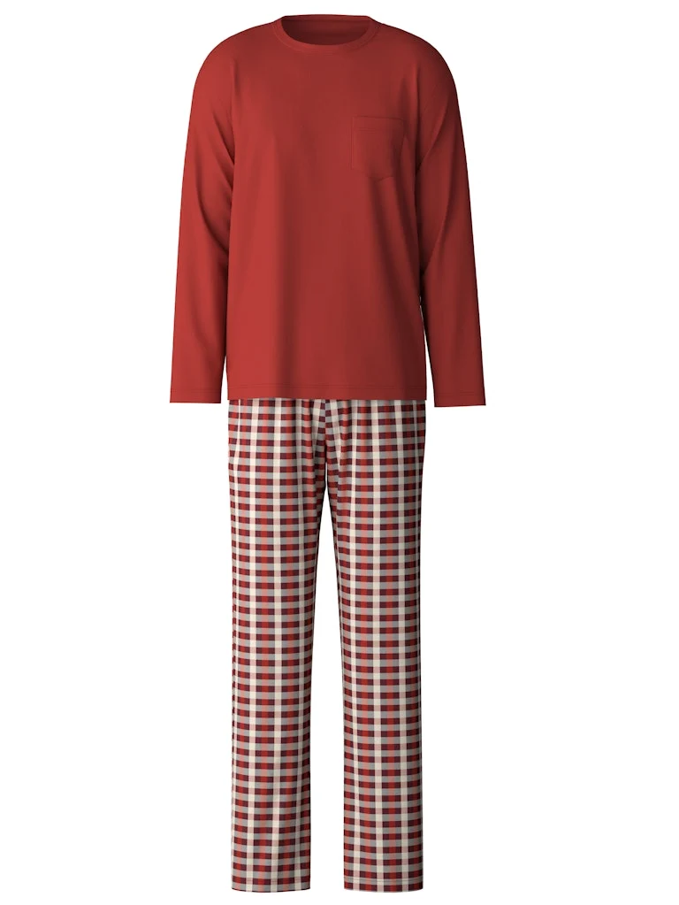 HERREN Pyjama, ochre red