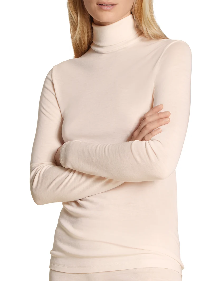 Langarm-Shirt mit Rollkragen aus Wolle-Seide