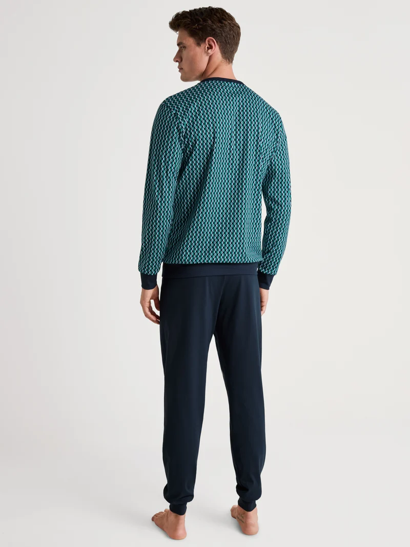 HERREN Pyjama mit Bündchen, pond green