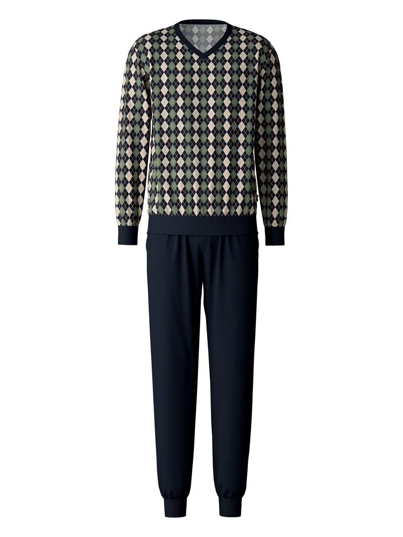 HERREN Pyjama mit Bündchen, laurel green
