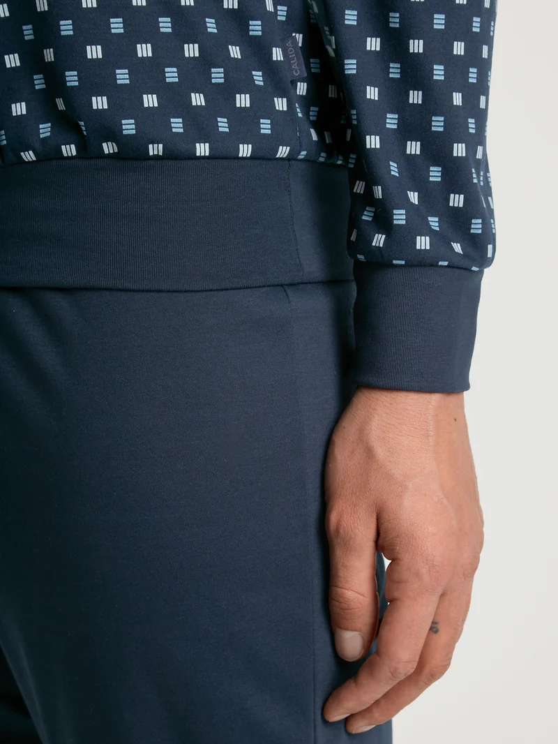 HERREN Pyjama mit Bündchen, storm blue