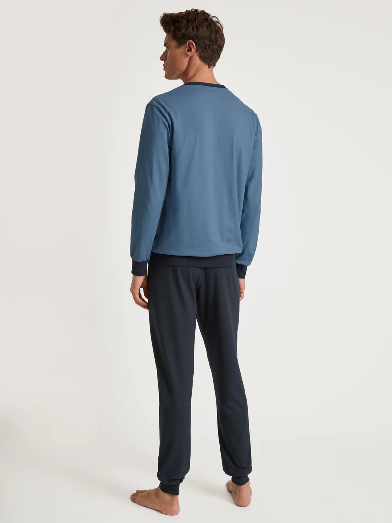 HERREN Pyjama mit Bündchen, coronet blue