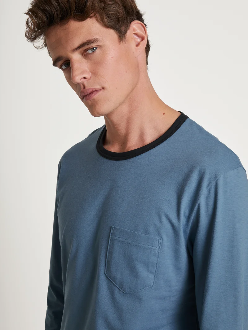 HERREN Pyjama mit Bündchen, coronet blue