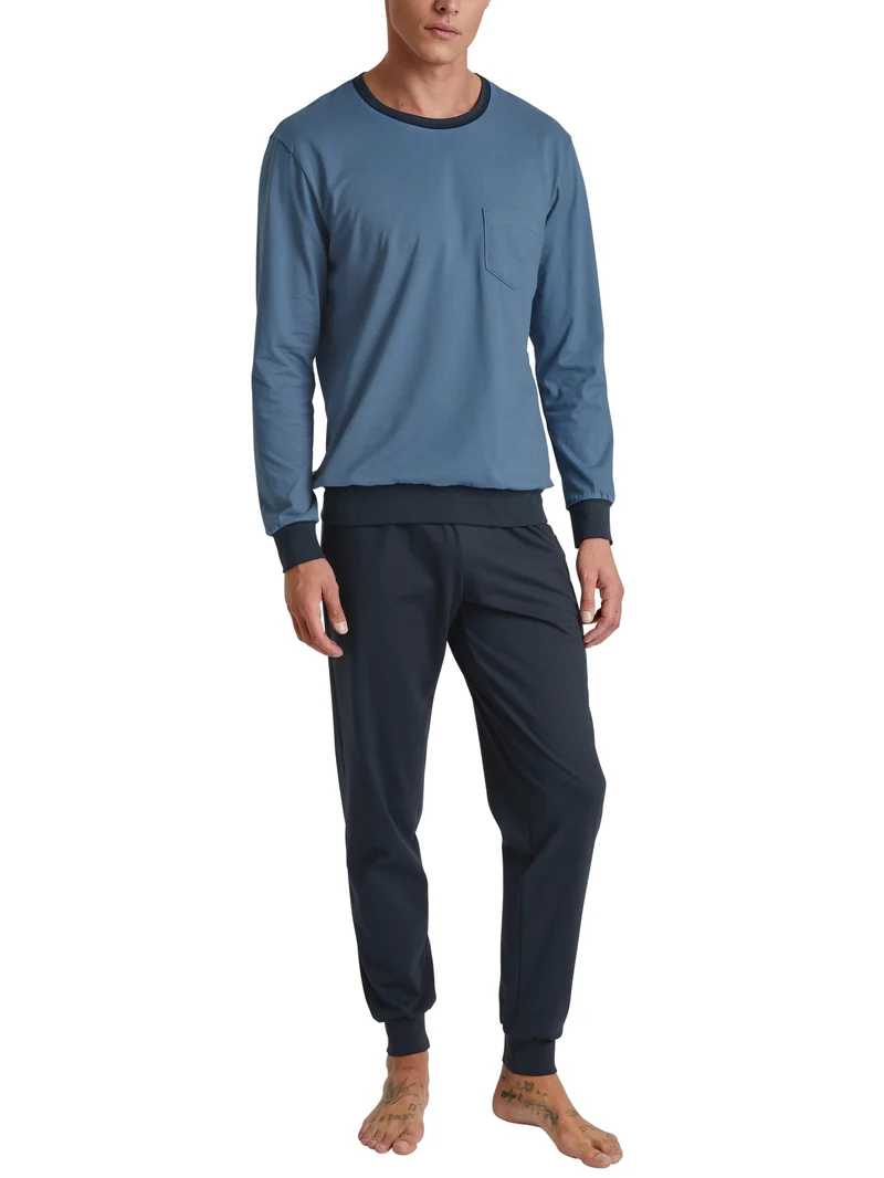 HERREN Pyjama mit Bündchen, coronet blue