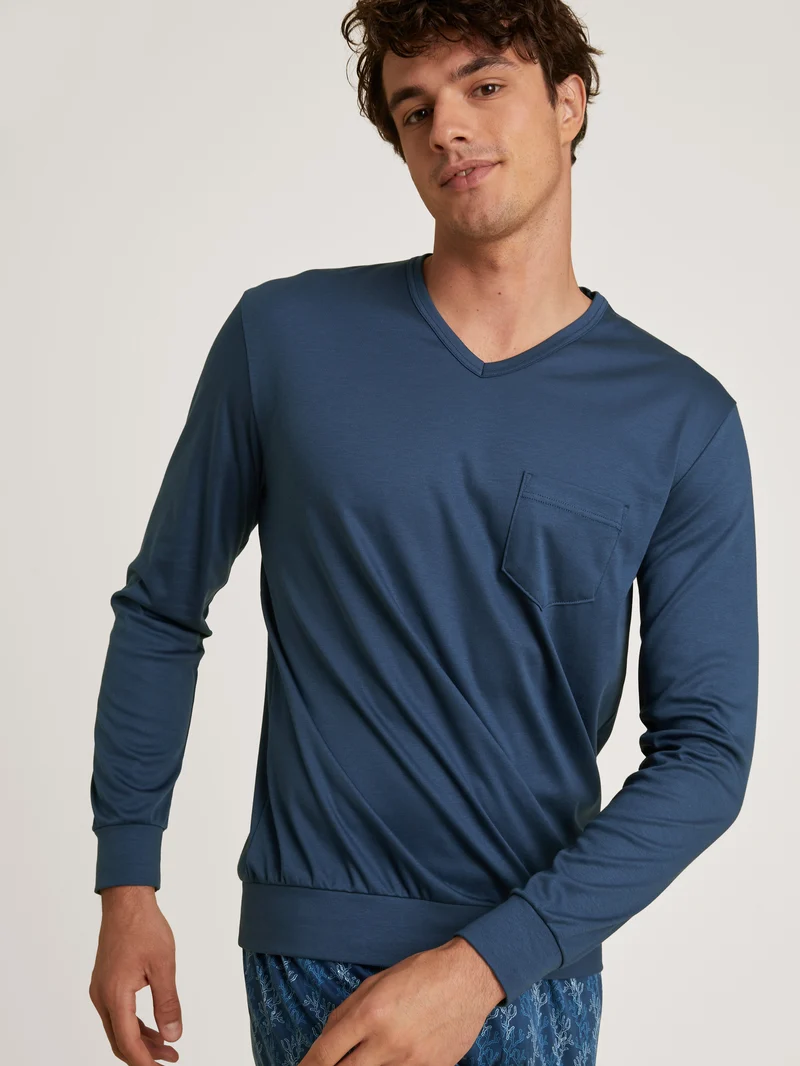 HERREN Pyjama mit Bündchen, insignia blue