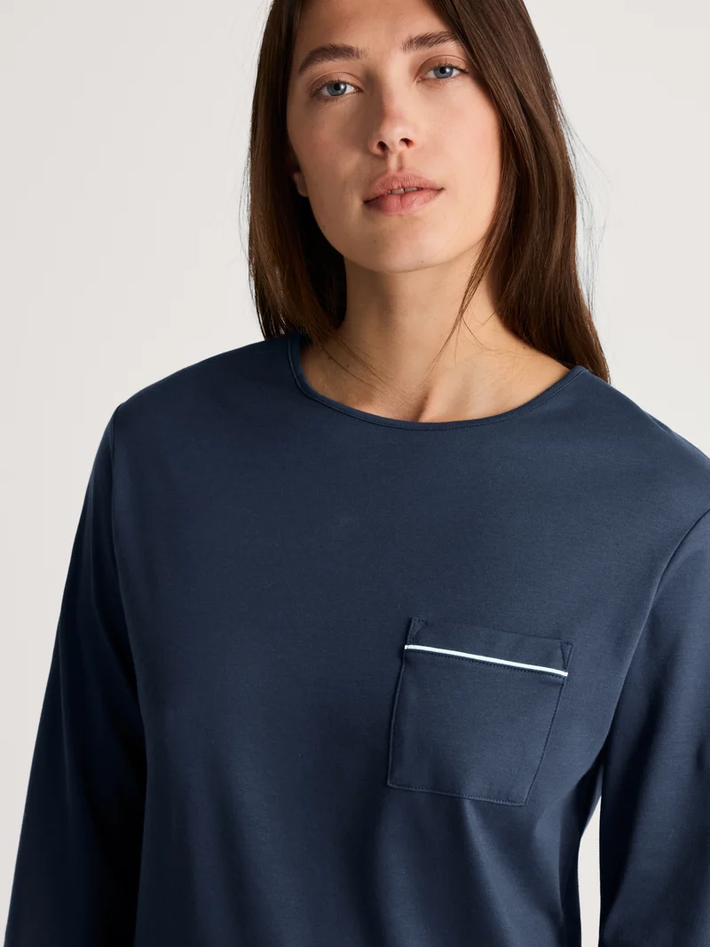 DAMEN Pyjama mit Bündchen, peacoat blue