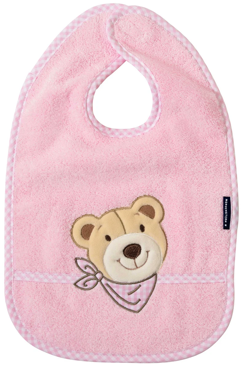 Morgenstern Lätzchen Bär, Luxus Baumwolle, rosa