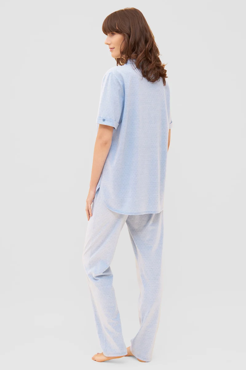 Py, 1/2 sleeve, pants 1/1, button p, Skyblue