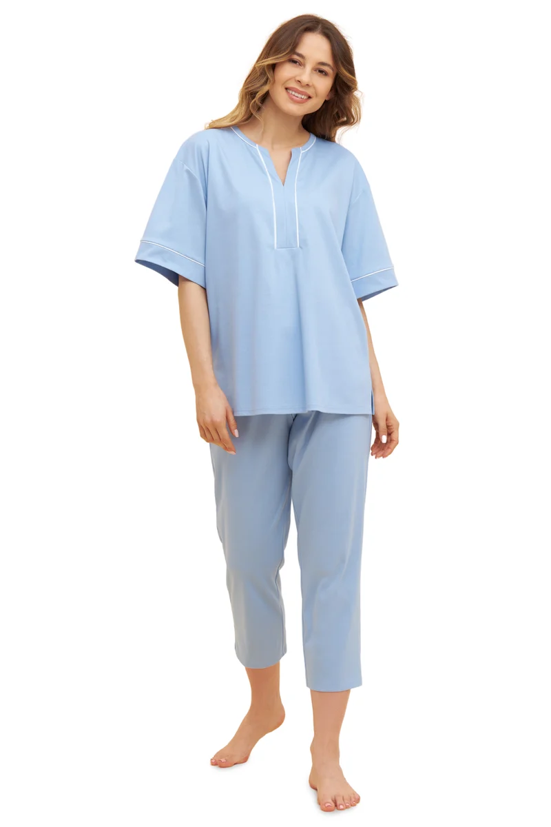 Py, 1/2 sleeve, pants 7/8, v-neck, Skyblue